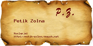 Petik Zolna névjegykártya